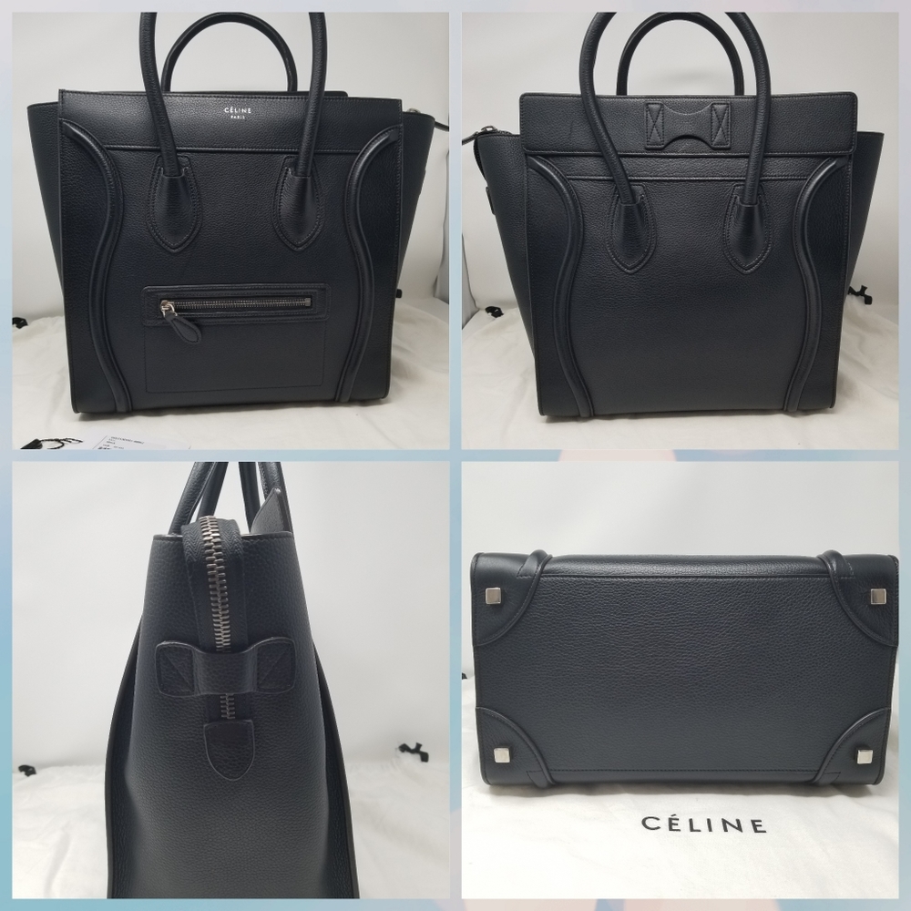 Celine Luggage Tote - black drummed leather